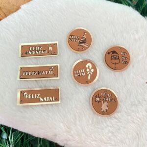 Etiqueta de Couro duplas - Natal