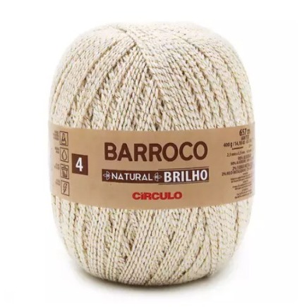 Barbante Barroco Natural Brilho 400g