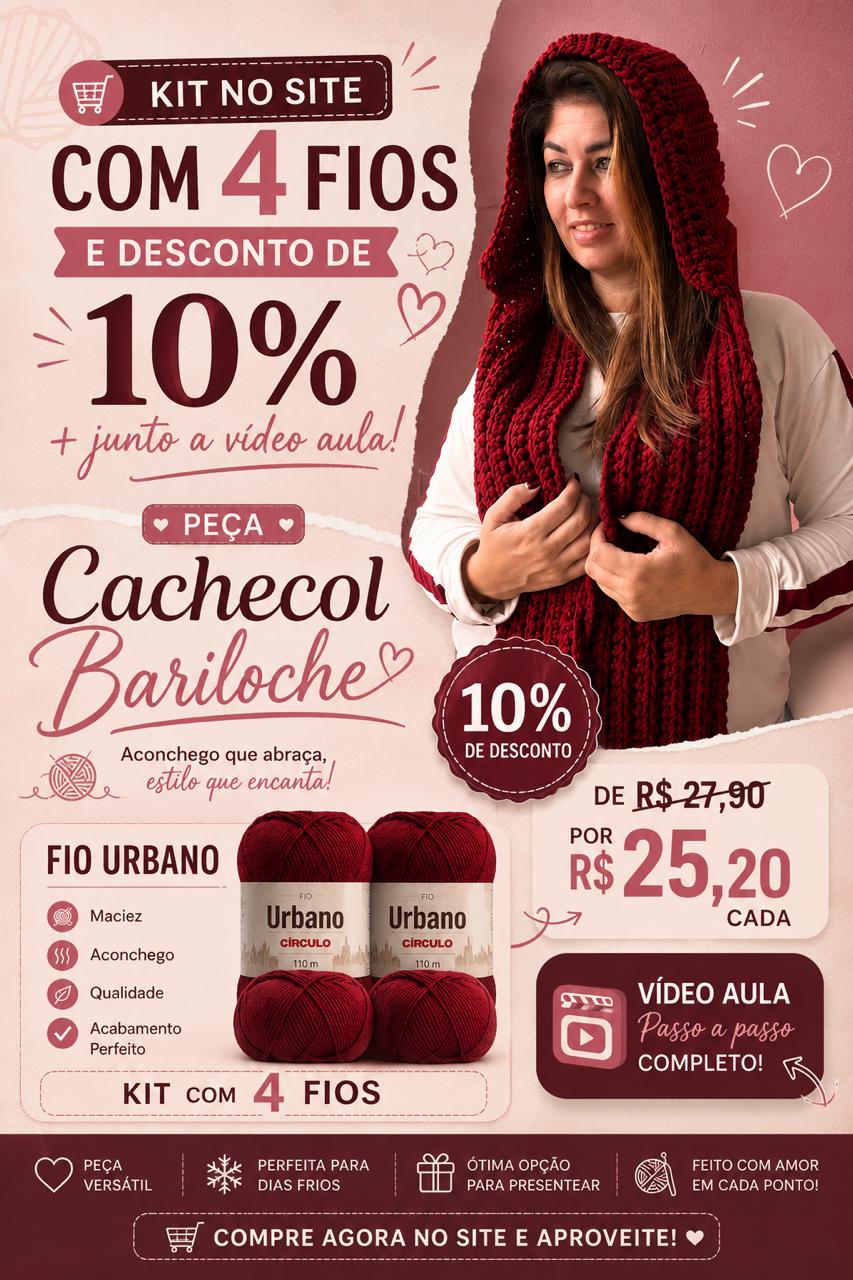 Kit Fio Urbano + Vídeo aula - Cachecol Capuz